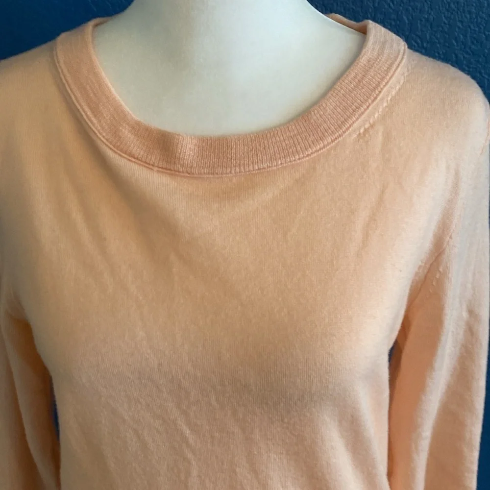 J. Crew Apricot Knit Lightweight Sweater. 100% merino wool. Size S.
